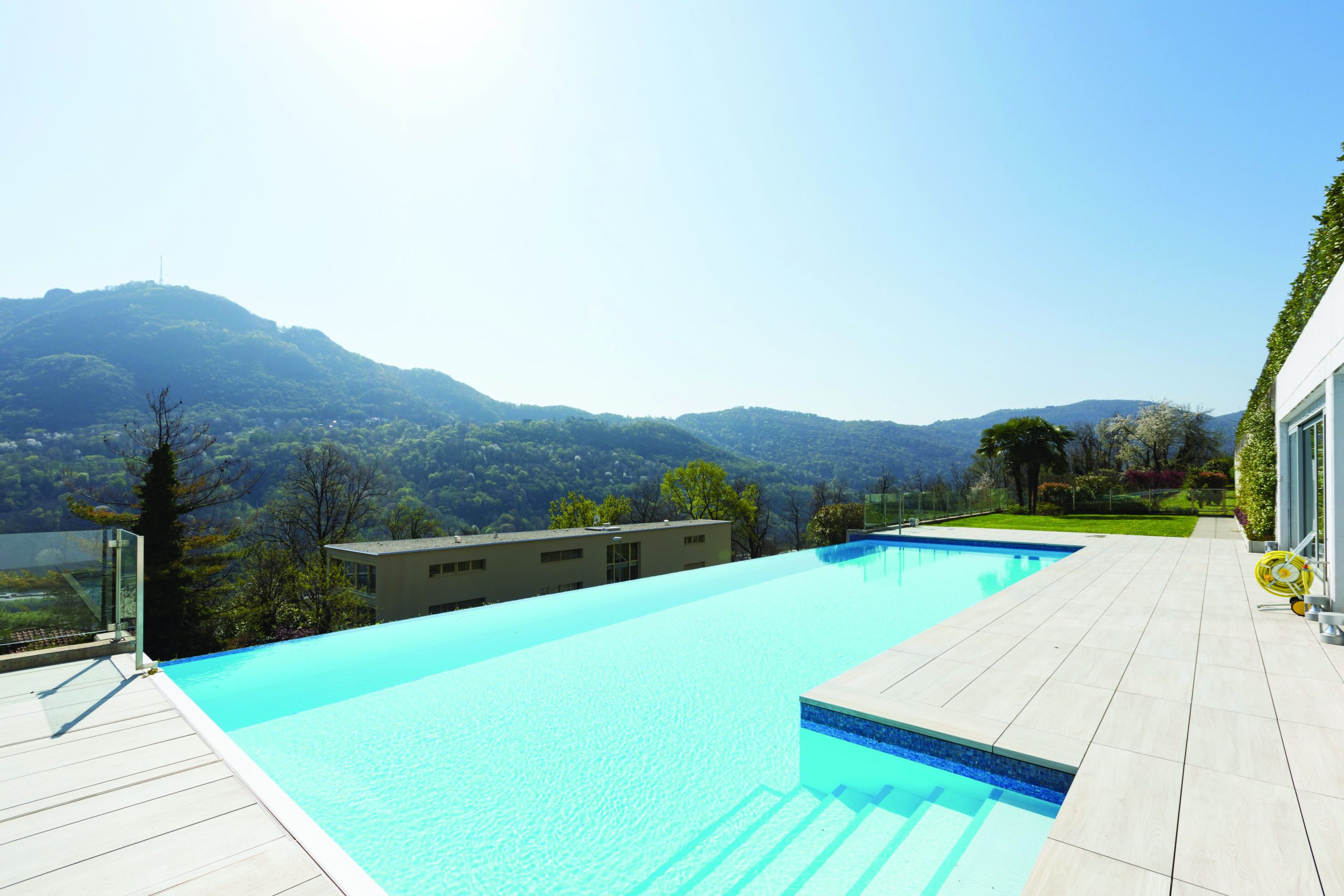 pool heated by heat pump in hills area